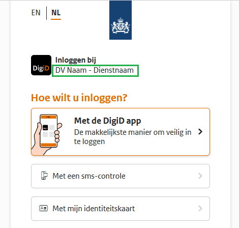 Dienstnaam op DigiD